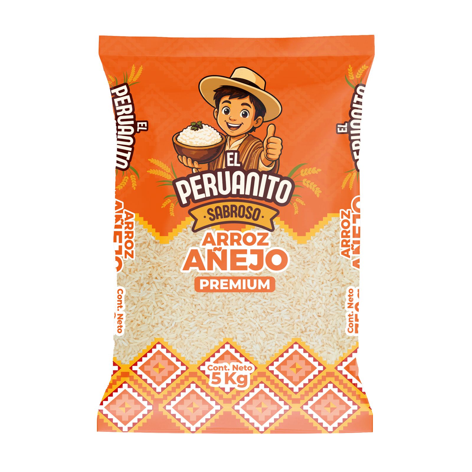 5kg Arroz añejo premium El Peruanito Sabroso Naranja 5kg - Imagen 1